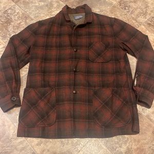 Vintage Pendleton Shirt Blazer Mens Sz M Plaid Wool Wood Button Jacket